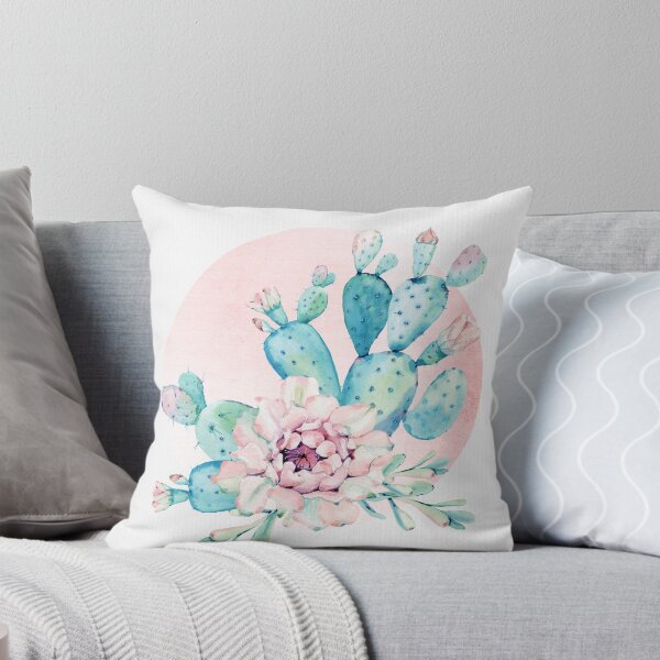 Item preview, Pretty Cactus Mint Green Pink and Rosegold Desert Cacti Wall Art designed and sold by DesertDecor.