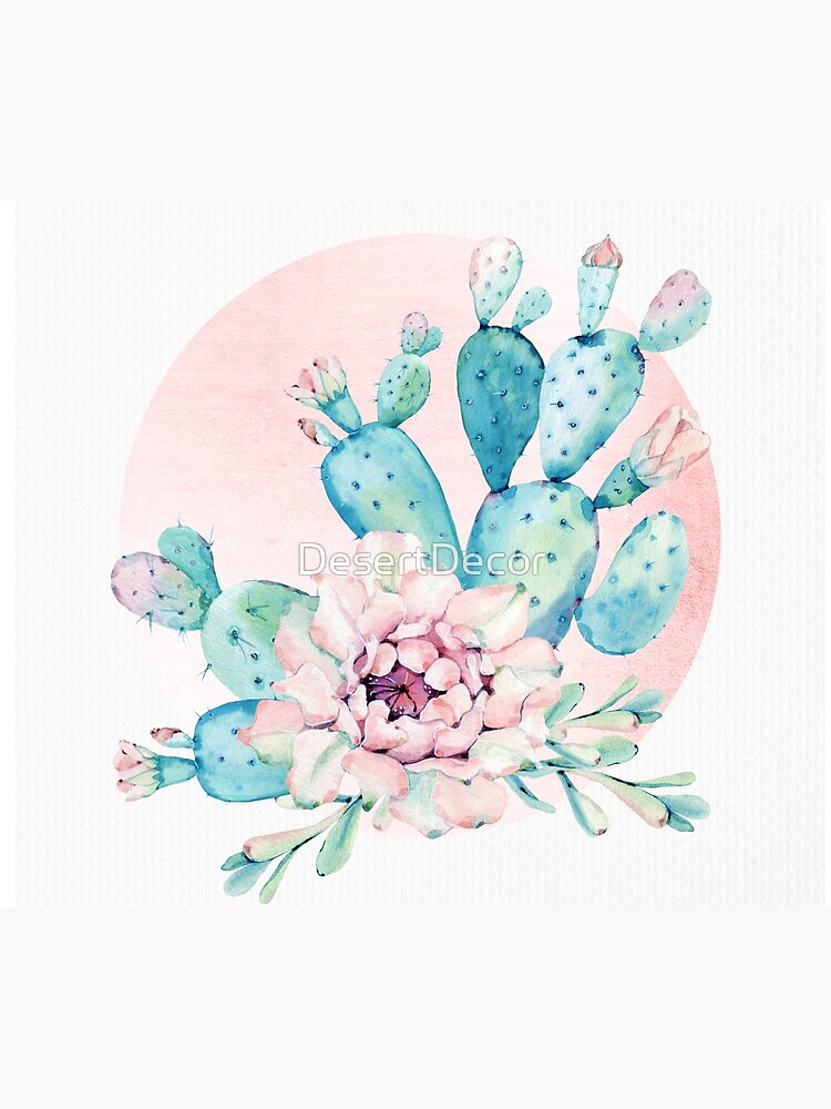 "Pretty Cactus Mint Green Pink and Rosegold Desert Cacti Wall Art" Tapestry for Sale by