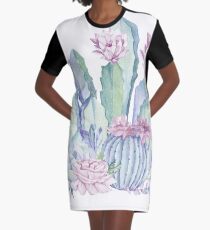 Trendy Kaktus Pink und Mint Green Desert Kakteen Design T-Shirt Kleid