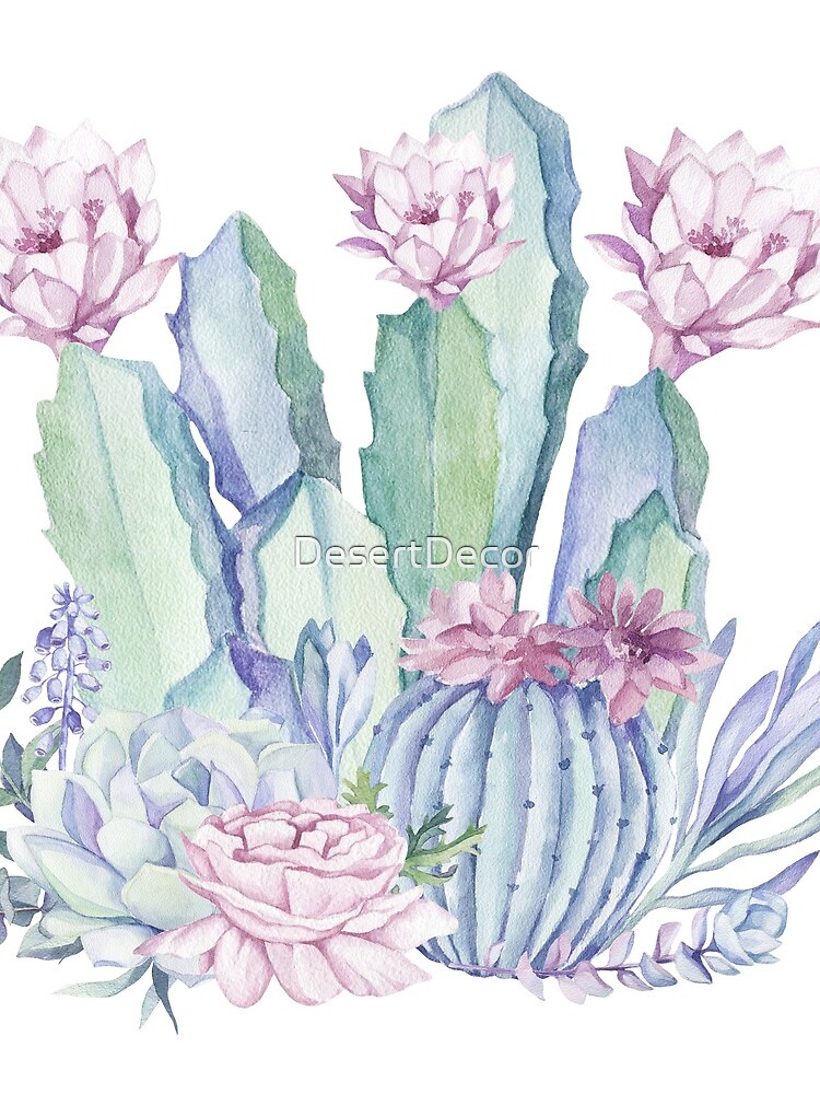 Trendy Cactus Pink and Mint Green Desert Cacti Design by DesertDecor