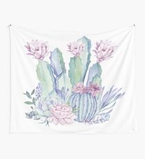 Trendy Cactus Pink and Mint Green Desert Cacti Design Wall Tapestry