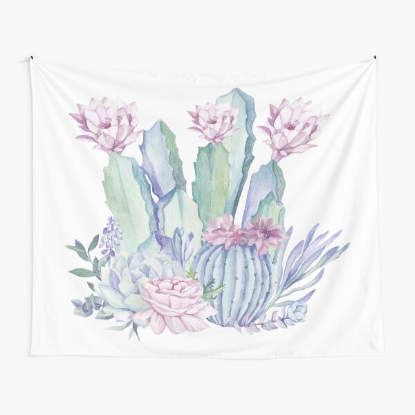 Aperçu de l'œuvre Motif cactus du désert rose et vert menthe tendance créée et vendue par DesertDecor.