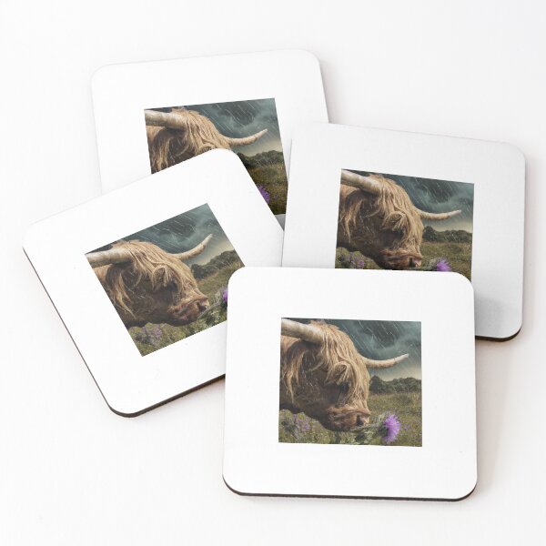 Item preview, Highland Cow Smelling Thistle designed and sold by BeardandBeauty.