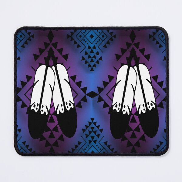 Item preview, Dark Blue / Hot Pink Gradient / Black Double Feather Native Print designed and sold by JMWCD.