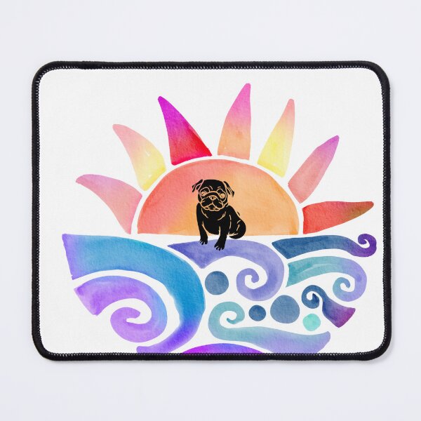 Item preview, Sunset Pug. Retro Sunset Pug. Vintage Sunset Pug designed and sold by Doggymadness.