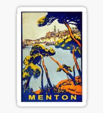 Menton, French riviera, France, vintage travel poster Sticker