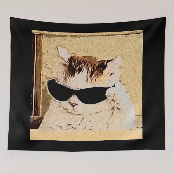 Item preview, Famous Popular meme Thinking Cat OIL PAINTING style Artwork designed and sold by M-Osamah.