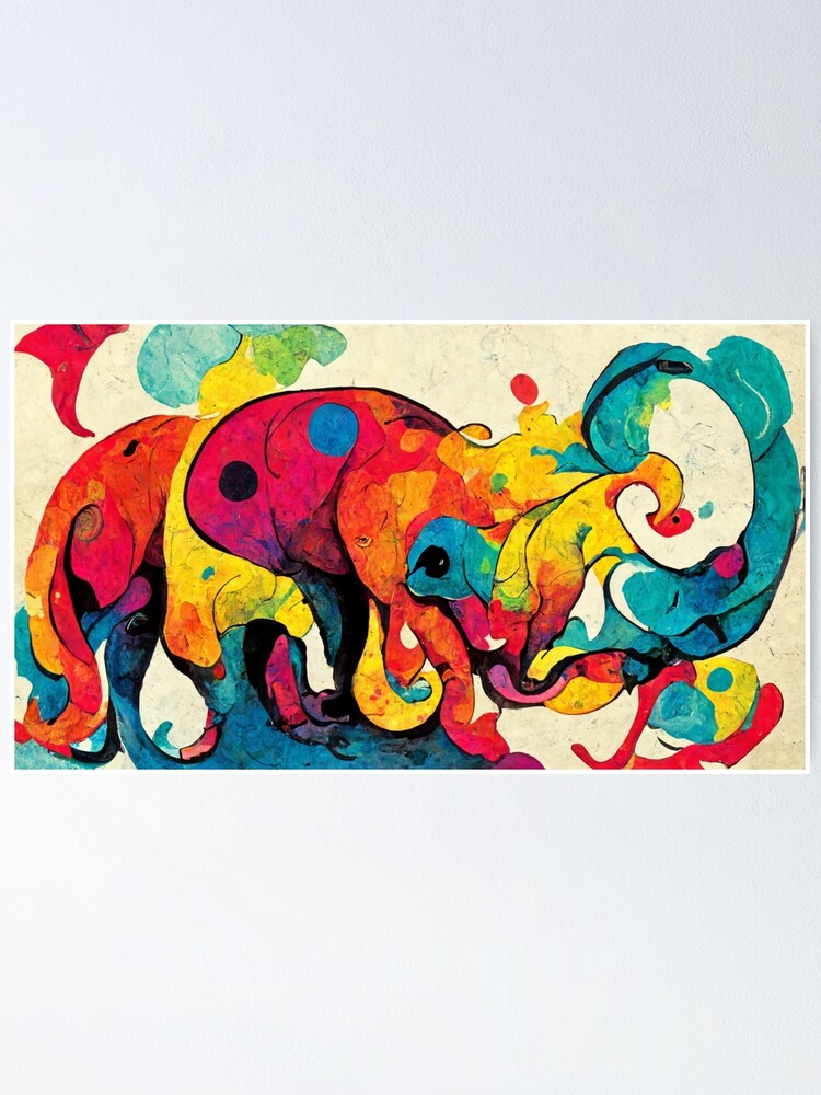 "Elephant stock wall art in the style of Jackson Pollock" Poster for