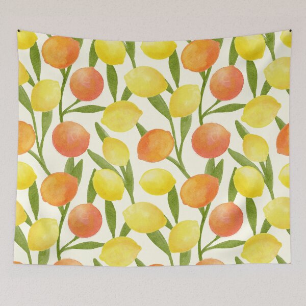 Item preview, Yellow Lemons and Oranges Citrus Summer Pattern designed and sold by trajeado14.