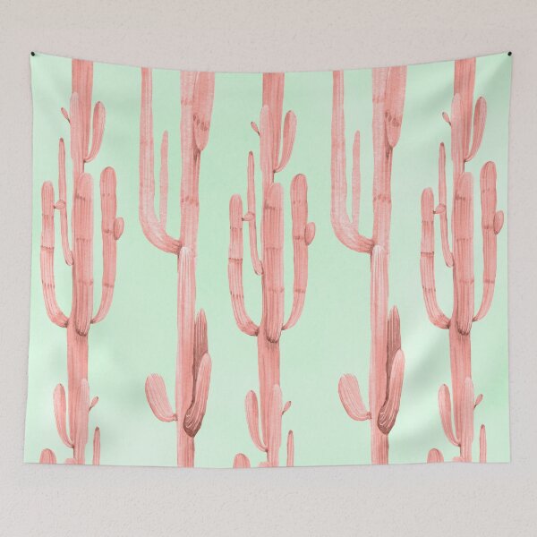 Item preview, Pretty Cactus Pink and Mint Green Desert Cacti Pattern designed and sold by DesertDecor.