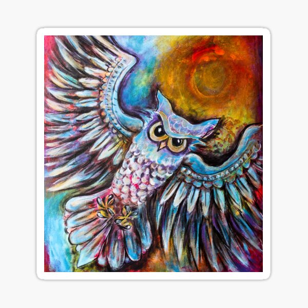 Painted Owl in Flight Sticker
