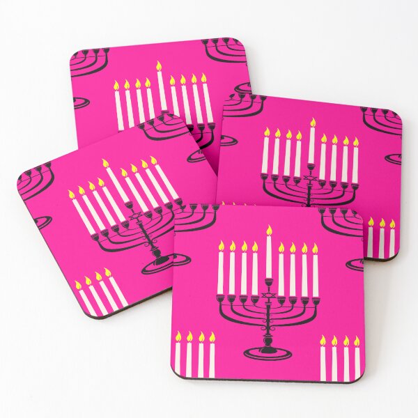 Item preview, pink menorah hanukkah jewish purim print designed and sold by Gossip Rag.