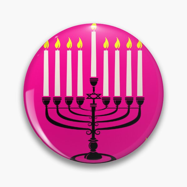 Item preview, pink menorah hanukkah jewish purim print designed and sold by Gossip Rag.