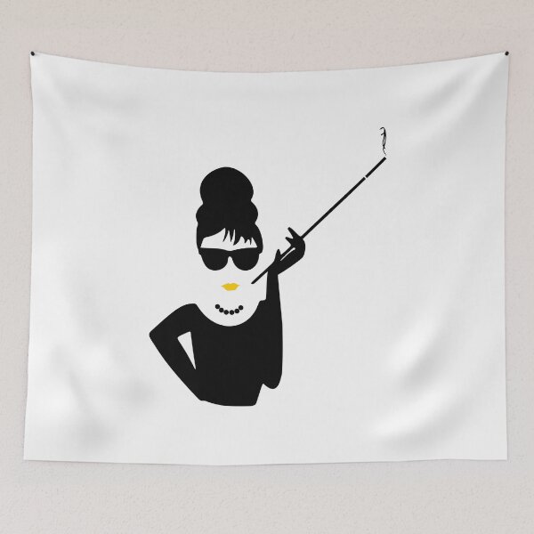Item preview, Audrey Hepburn Smoking / Smoking Lady with Yellow Lipstick designed and sold by NameThatShirt.