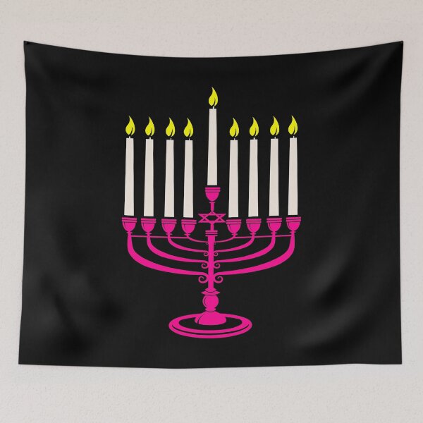 Item preview, hot pink menorah hanukkah  designed and sold by Gossip Rag.