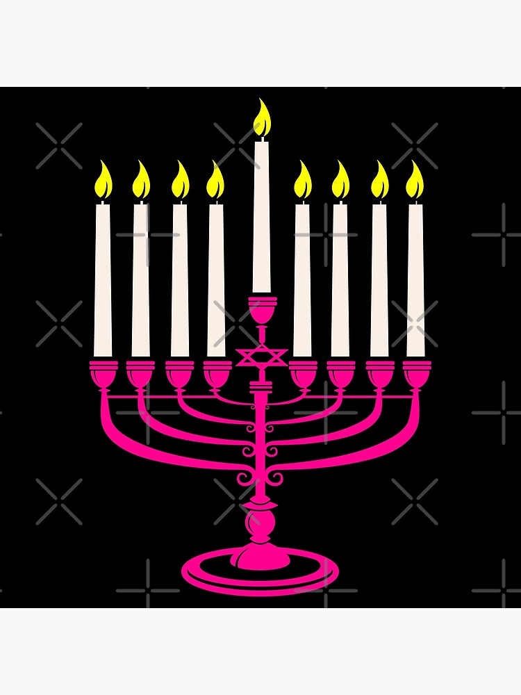 Hot Pink Menorah Hanukkah Poster For Sale By Gossiprag Redbubble