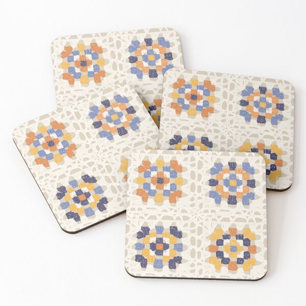 Item preview, Granny Crochet Square 1. Neutral, orange and blue designed and sold by Dominiquevari.
