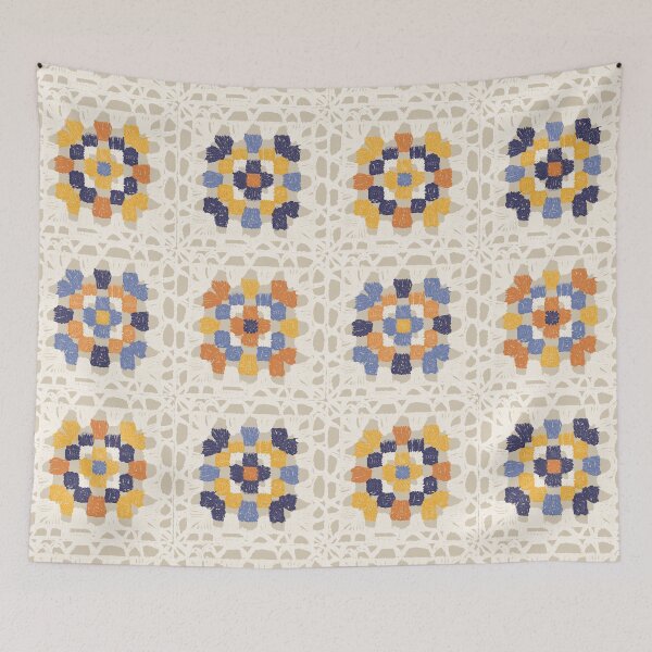 Item preview, Granny Crochet Square 1. Neutral, orange and blue designed and sold by Dominiquevari.