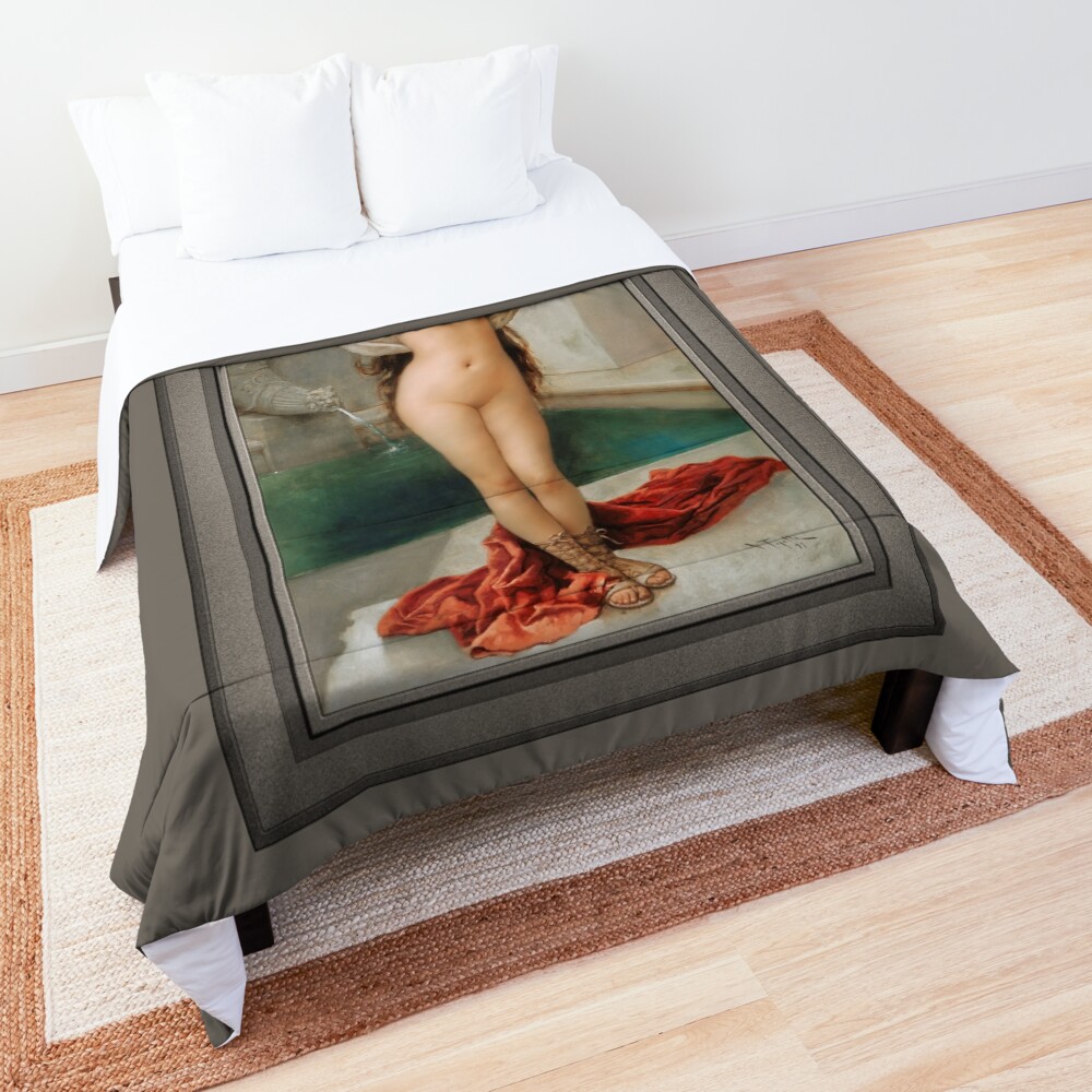 Bath Time by Virgilio Tojetti Remastered Xzendor7 Classical Art Old Masters Reproductions Floor Pillow