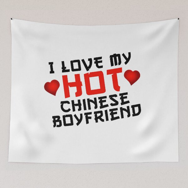 Item preview, I Love My Hot Chinese Boyfriend Bf Essential Tee Design Black designed and sold by knapst.