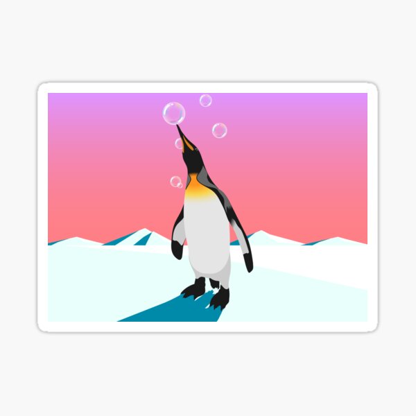 Bubble Penguin on the Rocks Sticker