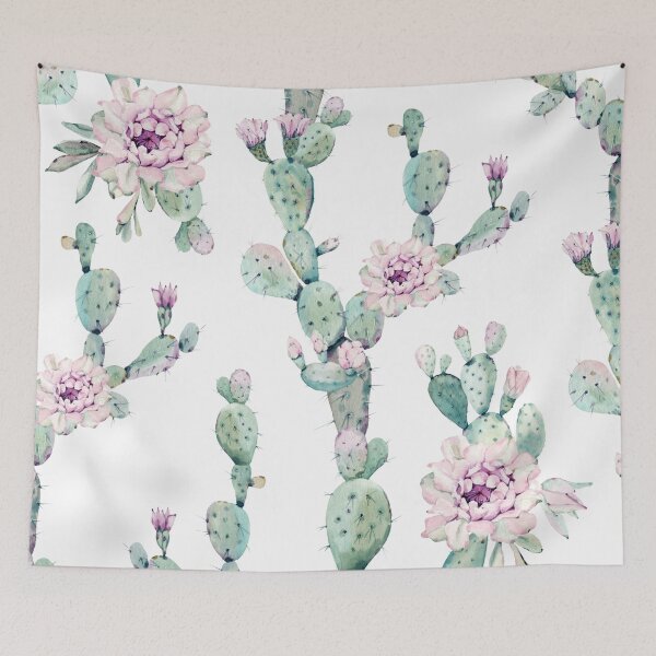 Item preview, Trendy Cactus Pink White and Mint Green Desert Cacti Home Decor Pattern designed and sold by DesertDecor.