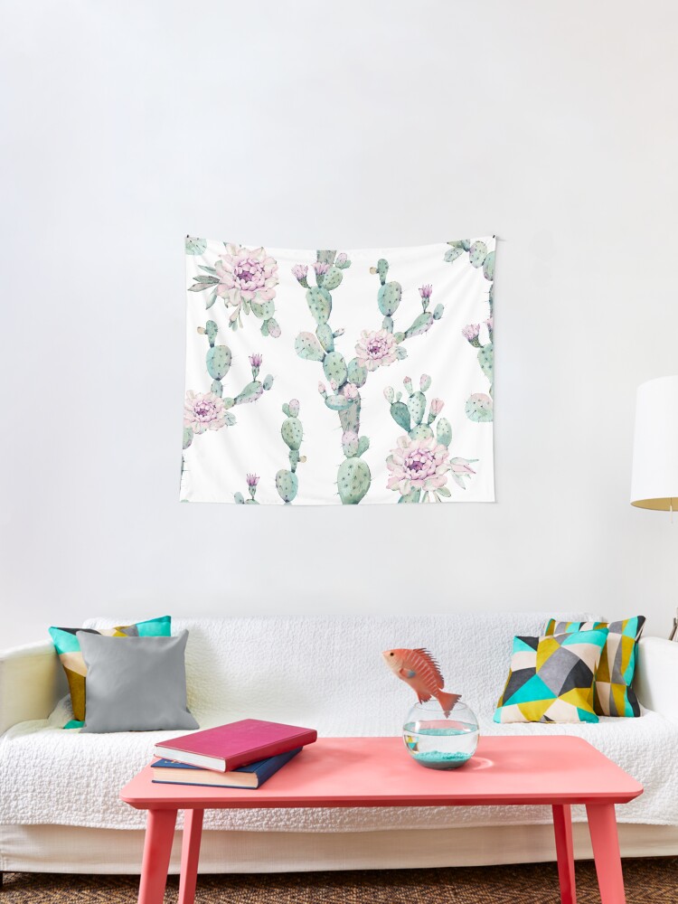 Trendy Cactus Pink White And Mint Green Desert Cacti Home Decor