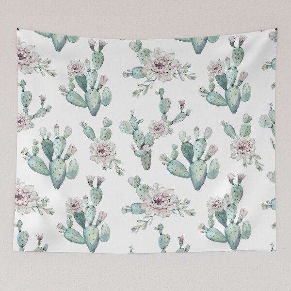 Item preview, Pretty Cactus Pink White and Mint Green Desert Cacti Home Decor Pattern designed and sold by DesertDecor.