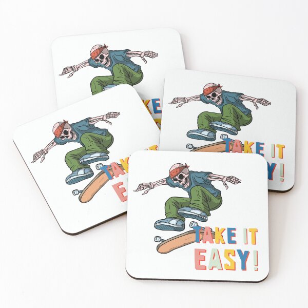 Item preview, Take It Easy - Skateboard Skeleton Motivational Quote designed and sold by ArtOfStars.