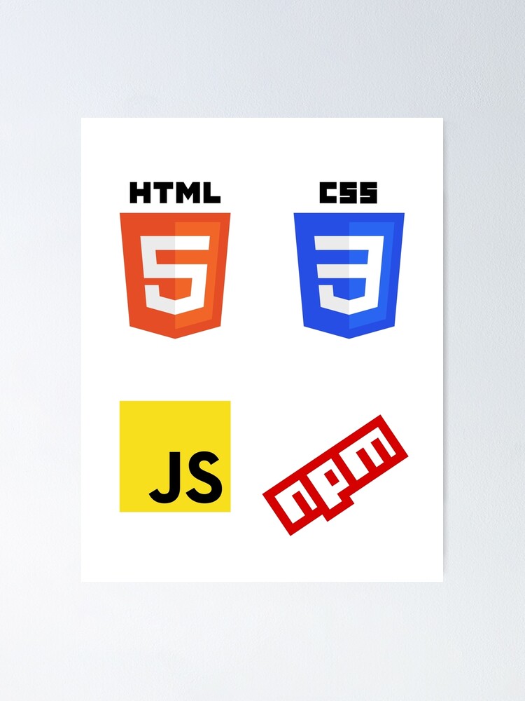 "HTML, CSS, JS, npm sticker pack" Poster for Sale by cybersecurity-0 ...
