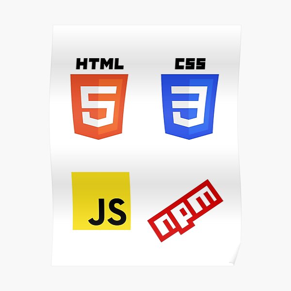"HTML, CSS, JS, npm sticker pack" Poster for Sale by cybersecurity-0 ...