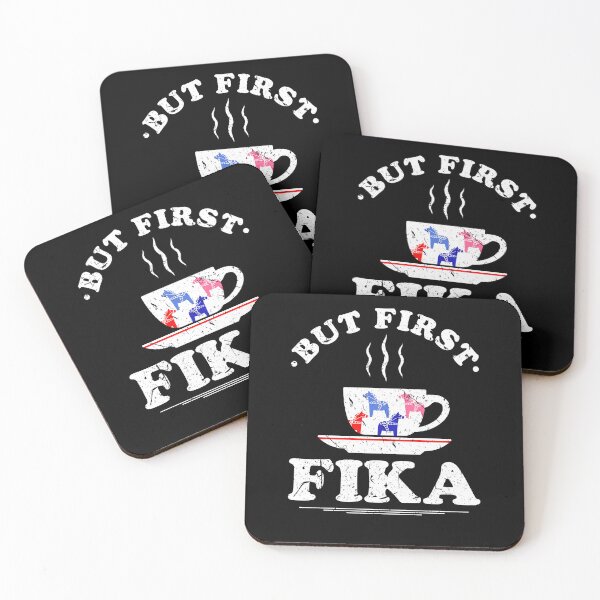 Item preview, But First Fika Sweden Coffee Tea Dalecarlian Dala Horse designed and sold by Sinful Charm.
