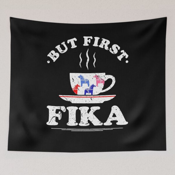 Item preview, But First Fika Sweden Coffee Tea Dalecarlian Dala Horse designed and sold by Sinful Charm.