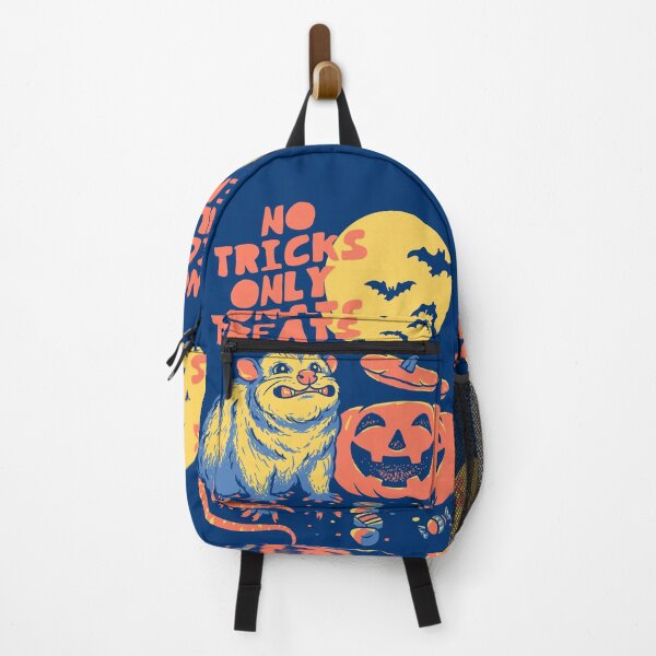 Item preview, Halloween Possum | No Tricks Only Treats | Opossum Eating Pumpkin | Blue BG designed and sold by Any Color Designs.