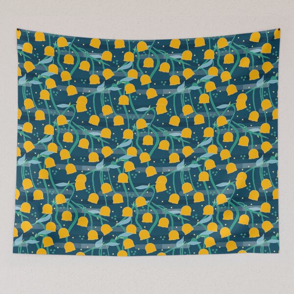 Item preview, Yellow Lily of the Valley in Dark Blue Night Pattern designed and sold by Moyanana.