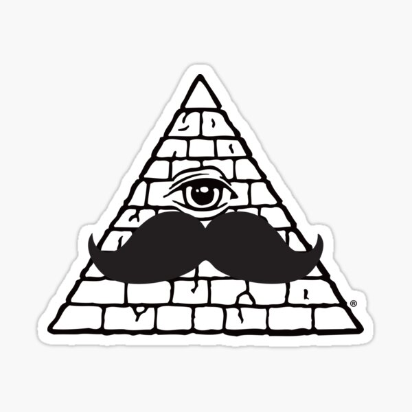 Eye in Pyramid Black Mustache Sticker