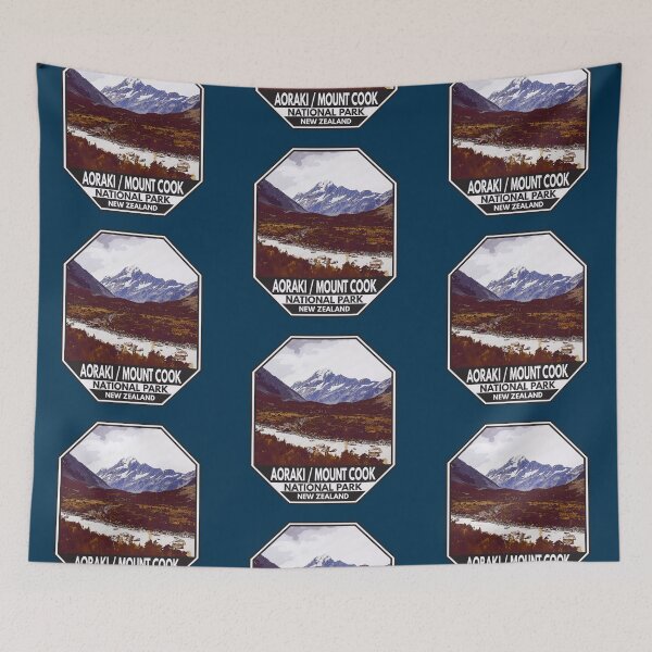 Artikelvorschau, Aoraki Mount Cook Nationalpark Neuseeland Emblem entworfen und verkauft von KrisSidDesigns.