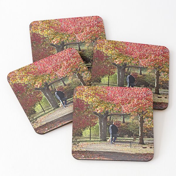 Item preview, Man Walking Dog in Autumn Park designed and sold by Susan Savad.