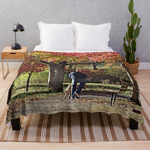 Item preview, Man Walking Dog in Autumn Park designed and sold by Susan Savad.