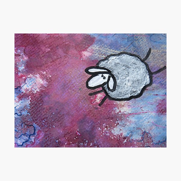 Item preview, UnFolding the Ewe-niverse #38 mixed media and ink painting of sheep designed and sold by ChillonLeachArt.