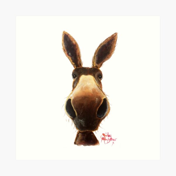 Happy Donkey ' TEDDY ' by Shirley MacArthur Art Print