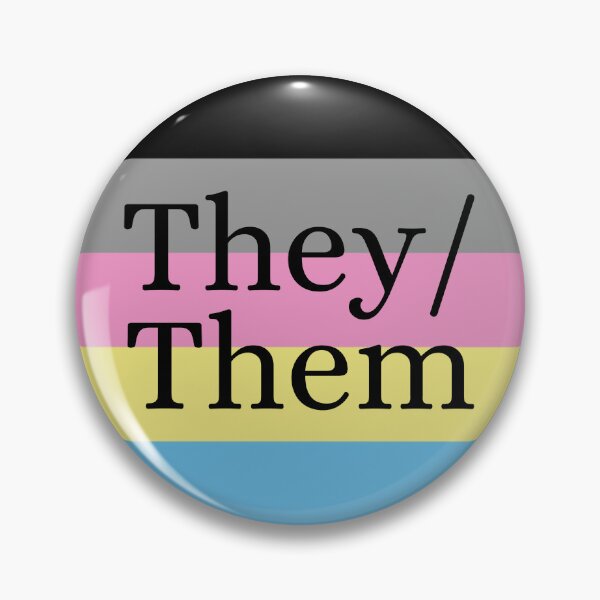 Item preview, They Them Polygender Pronoun Gender Identity Pin designed and sold by prideXrainbow.