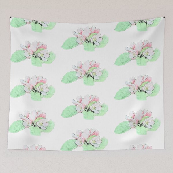 Item preview, Art style pink apple flower color pencil sketch. floral photo art. designed and sold by naturematters.
