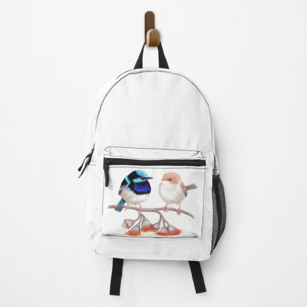 Item preview, Pair of Superb Fairywrens on Silver Princess Blossoms designed and sold by Anne Fries.