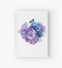 Blue Jay and Violet Flowers Watercolor Hardcover Journal
