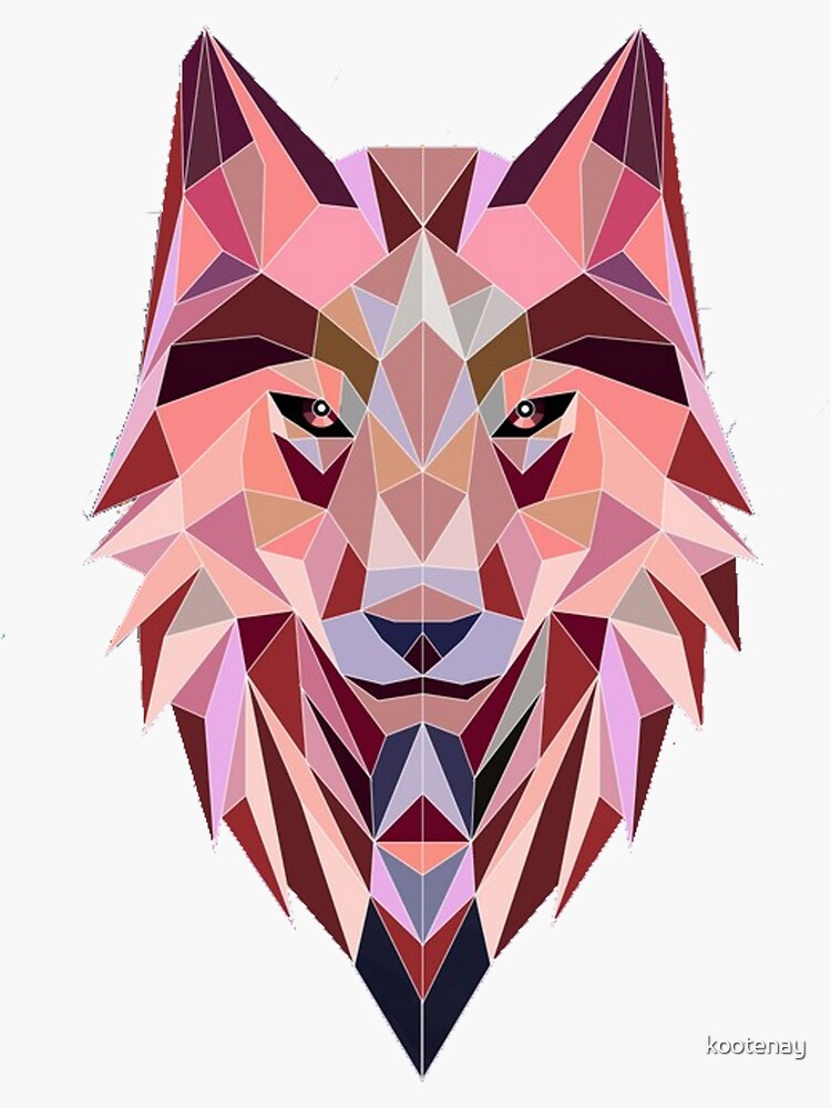 "Pink Polygon Wolf Geometric Design" Sticker for Sale by kootenay