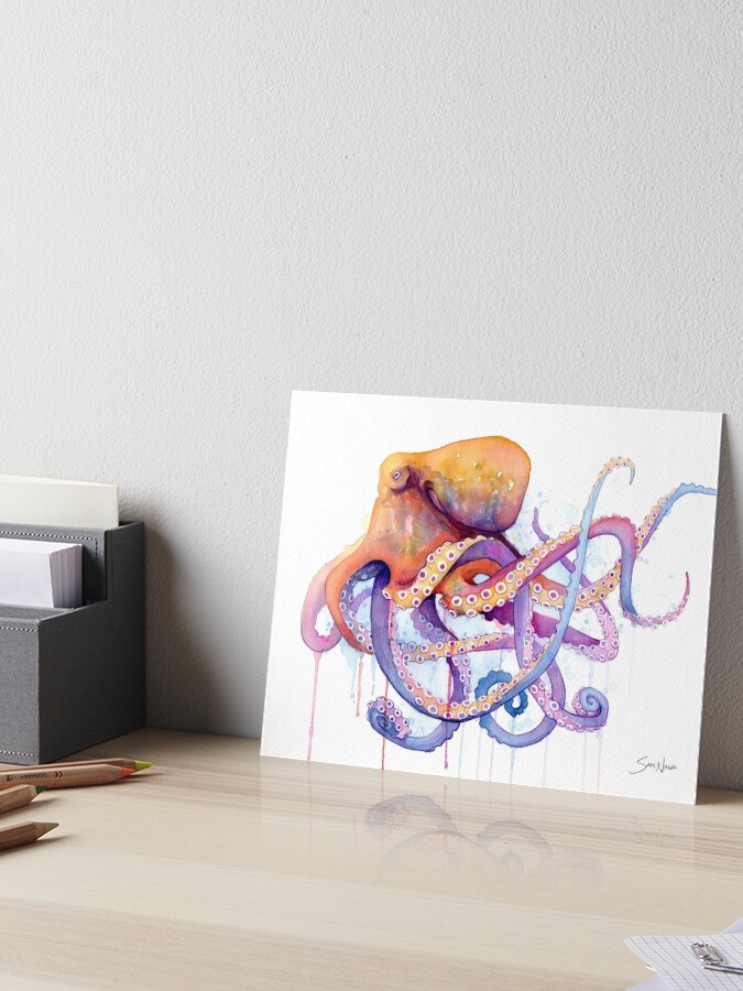 Thumbnail 1 of 2, Art Board Print, Octopus II designed and sold by SamNagel.