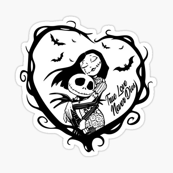 "Jack et Sally in Heart Tshirt, Couple Jack et Sally Tshirt, Le