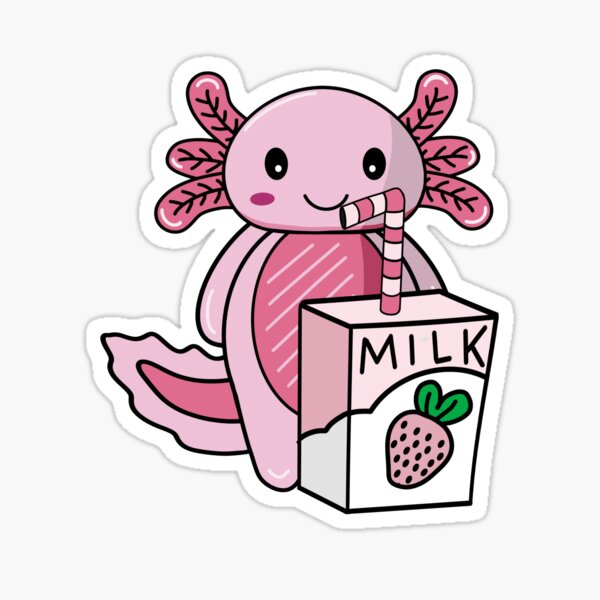 Goodness Poetic Kawaii Axolotl Strawberry Milk Shake Carton