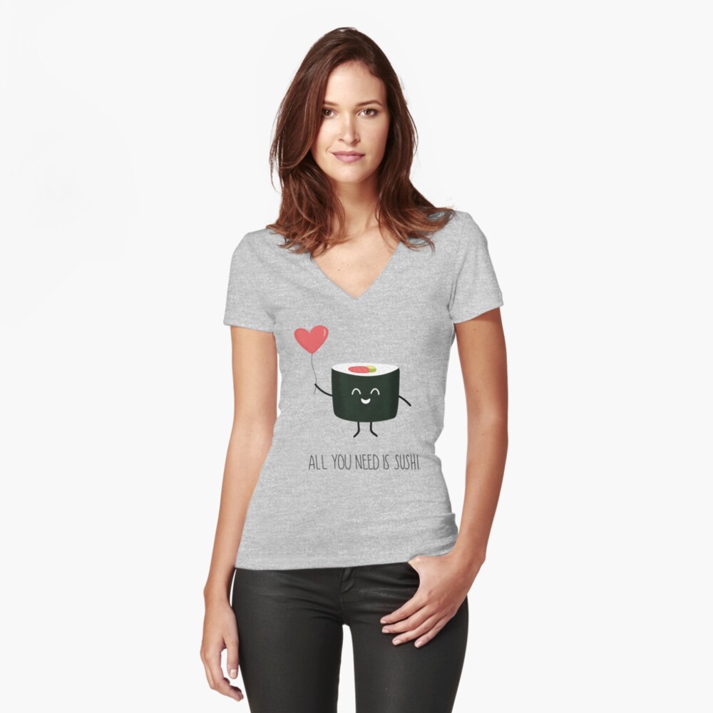 Item preview, Fitted V-Neck T-Shirt designed and sold by cartoonbeing.
